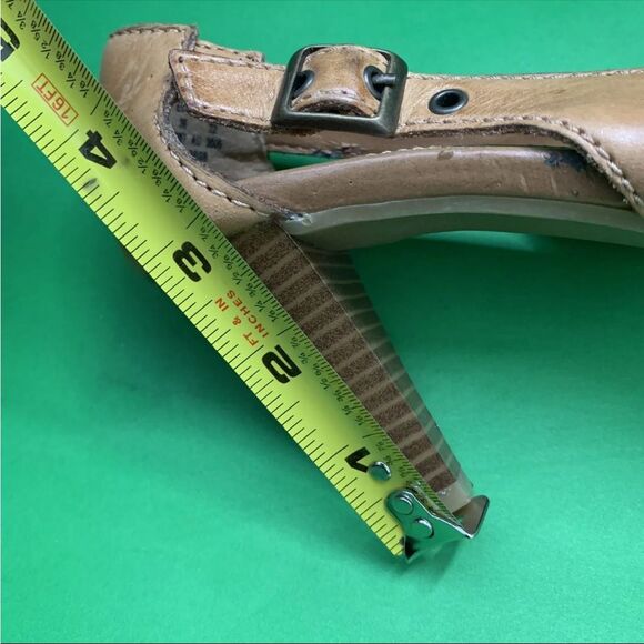 Thom McAn Womens Sz 5M Brown  Leather Slip On Peep Toe Heels Pumps - Picture 5 of 5